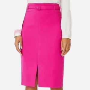 Ann Taylor pink pencil skirt with belt